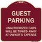 Signmission Guest Parking Unauthorized Cars Towed Away Owners Expense Alum Sign, 18" L, 18" H, BU-1818-23924 A-DES-BU-1818-23924 - alternate 1